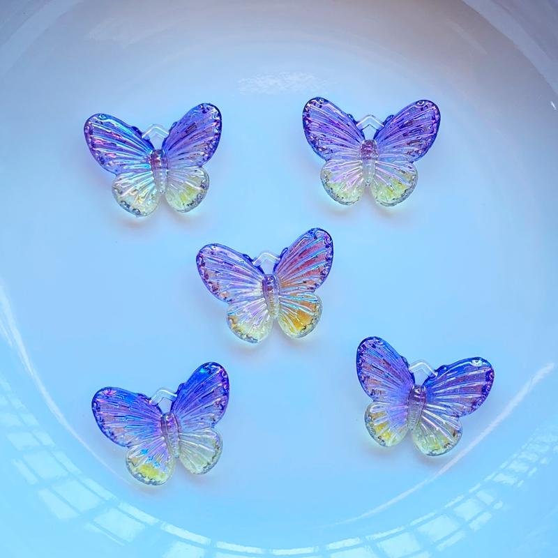 40Pcs New Kawaii Cute 12*16mm Shining Butterfly Flat Back Resin Cabochons Scrapbooking DIY Jewelry Craft Decoration Accessorie