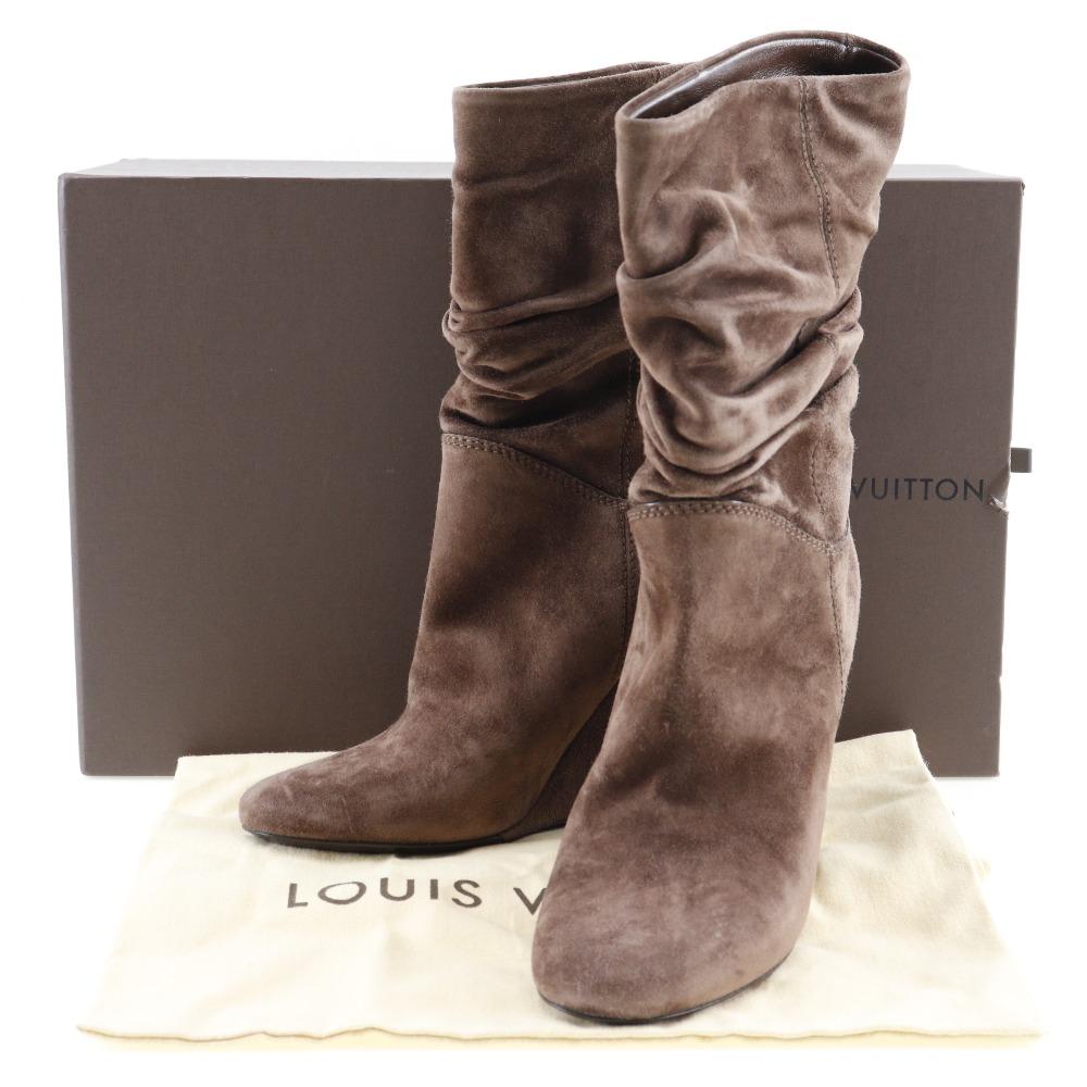 LOUIS VUITTON Ankle boots boots Wedge sole Brown Suede Women Used