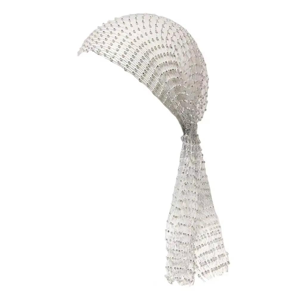 Fashion Elastic Rhinestone Hat Ball Cosplay Mesh Rhinestone Pirate Hat Hollow Out Snood Scarf Cap Women