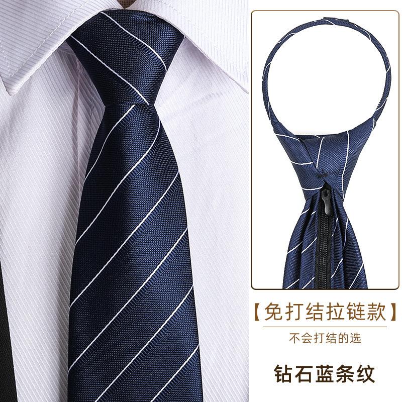 Tie Men'S Dress Business Handsome Blue Strip Zipper Professional Wedding Groom Korean Version Zipper Hand Tie