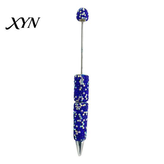 Decorative Beaded Pen Diamond Beadable Pens, Bling Rhinestone DIY Bead Pen, Crystal Shaft Craft Black Ink Ballpoint Pens for Decorations Office School