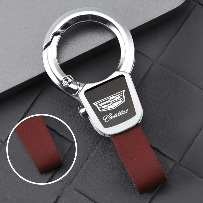 Creative Metal Leather Car Keychain Keyring Holder for Cadillac ATS BLS CT4 CT5 CT6 CTS Escalade EXT SLS STS XLR XT4 XT5 XT6 XTS Zd0