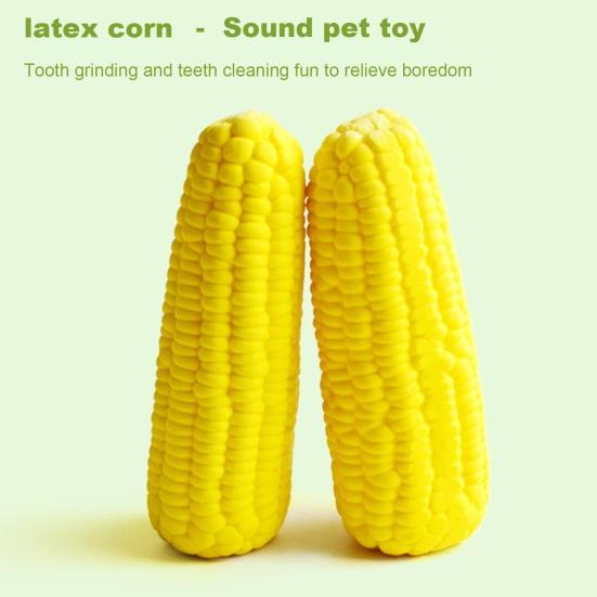 Yousheng Corn-shaped Dog Chew Toy Interactive Squeaky Corn Stick Teeth Cleaning Toy Funny Pet Sound Toy for Small Medium Large Breed