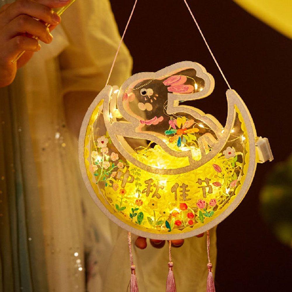 Intangible Cultural Heritage Mid-Autumn Festival Lantern Transparent Handmade Handheld Rabbit Lantern Chinese Style Handhold