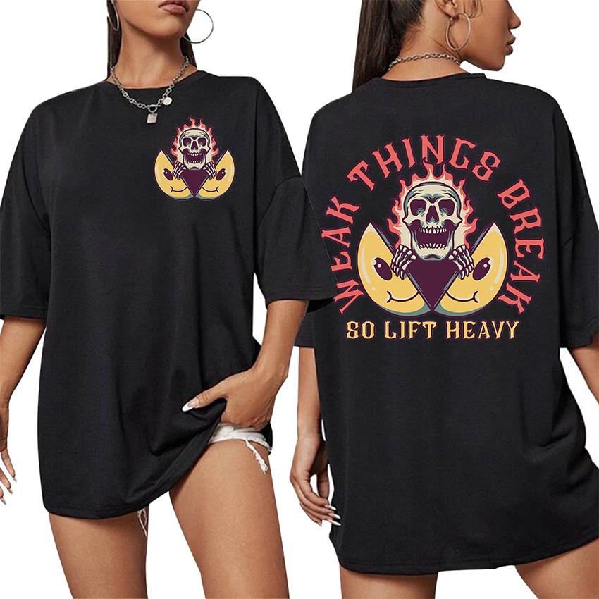 Be Happy Lift Heavy Funny Gym Weightlifting Graphic T Shirt Men Women Casual Fashion 100_ Cotton Oversized T-shirt Cute Clothing