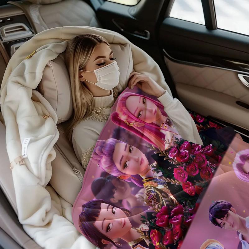 K-Pop Demon Hunter Blanket Hot Anime Girl Team Flannel Throw Blanket Winter Warm Blanket for Living Room Sofa Bed Cover Fan Gift