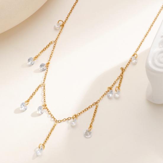Collier à pampilles superposé avec Zircon Chaîne Argent Doré Pendentif Goutte d'eau Scintillante Bijoux Légers Hypoallergéniques pour Femmes