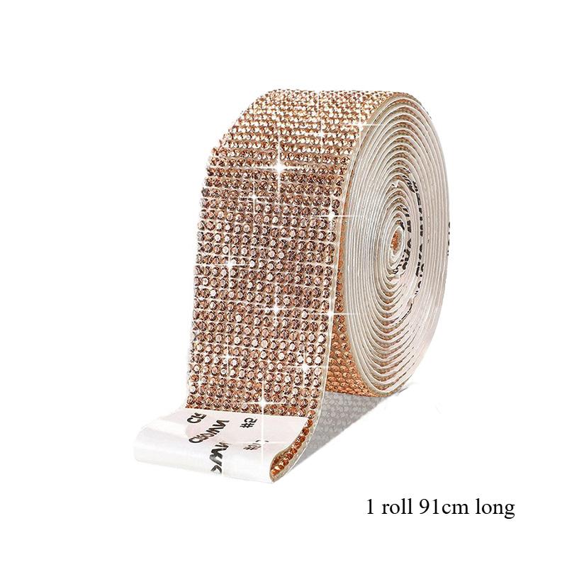 

Самоклеящаяся наклейка с хрустальными стразами, блестящая лента с стеклянными бриллиантами, многоцелевая для DIY, украшения для автомобиля, телефона, поделок, искусства VIE LENTE width1.35cm шампанского