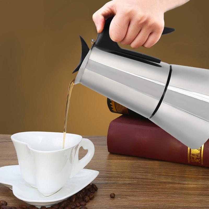 Italian Style Steam Pressure Coffee Maker 300ml Stainless Steel Electric Percolator Portable Espresso Brewing Machine