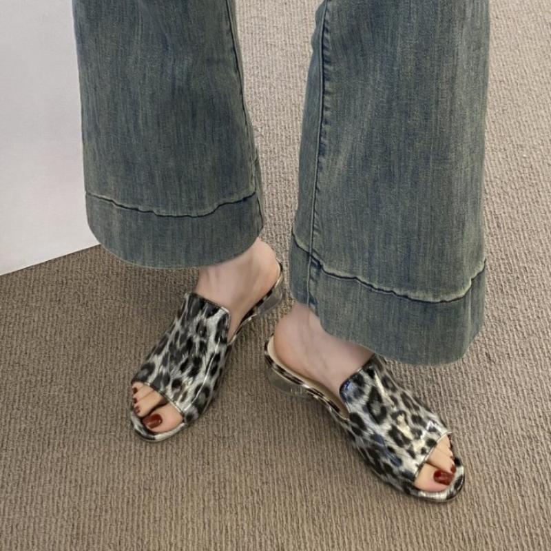 Fashion 2025 New Low Heel Soft Bottom Outdoor Cool Dragging Large Summer Sandals Half Dragging Fish Mouth Summer Outerwear