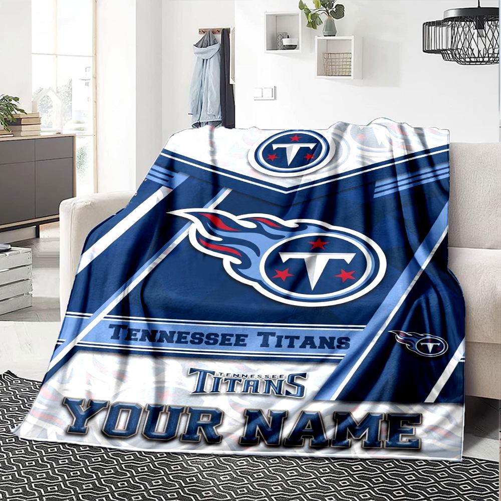 Name Custom Tennessee Titans Print Flannel Blanket High Quality Warm Comfortable Cover for All Seasons Perfect for Gifts Home Decor