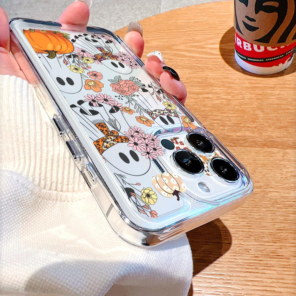 Floral Ghost Pumpkin Halloween Transparent soft TPU Phone Case for Xiaomi Redmi Note 15 14 13 12 11 10 Pro Plus 4G 5G Soft Cover