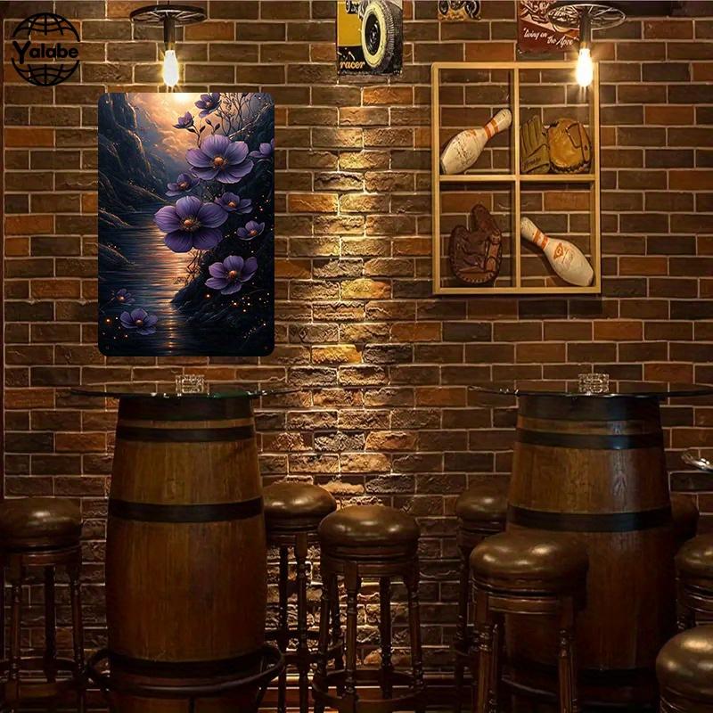 

[2D Flat] 2 Purple Floral Landscape Retro Tin Paintings - Nostalgic Metal Wall Decorations for Home, Bar & Garage Decoration | W 20X30CM