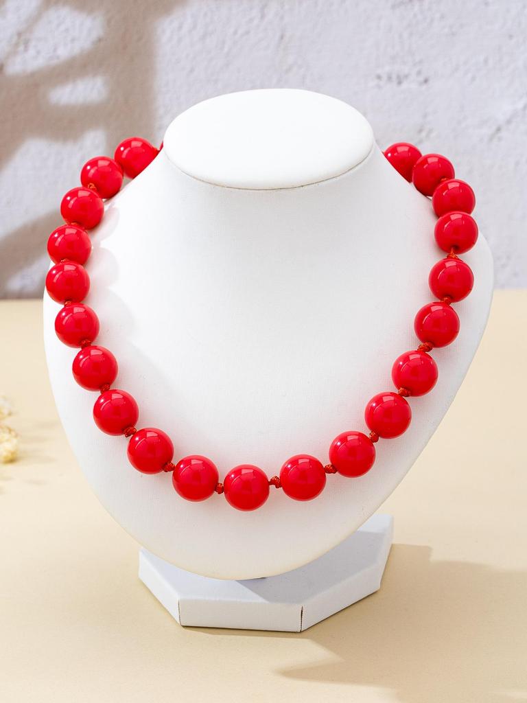 Chic flerfärgad rund akrylpärlcollier