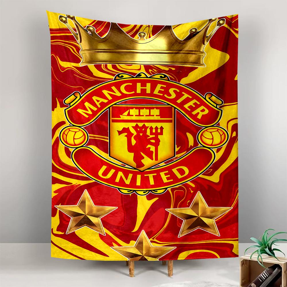 Tapestry Manchester United FC Crown Gold Stars Marble Crest Wall Hanging