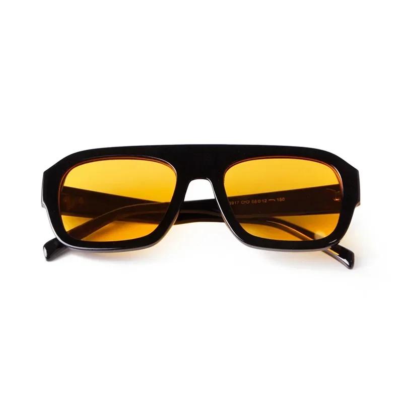 Vintage Yellow Oversized Square Sunglasses Women Men Luxury Designer Flat Top Tortoiseshell Sunglasses Lentes  Mujer S3917