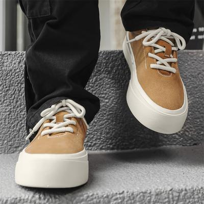 Artistic Port Style Board Shoes for Men In Autumn Fashionable Breathable Versatile Thick Soled Height Increasing  Shopping Shoes