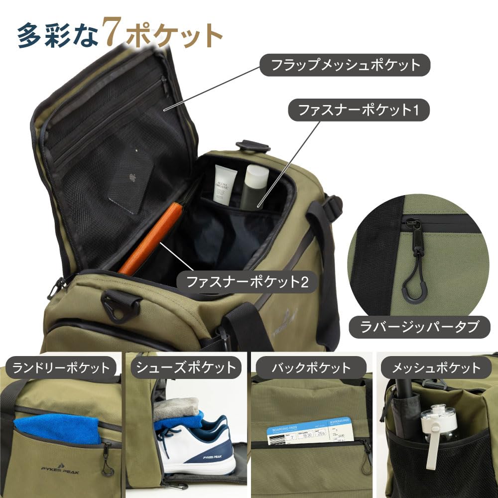 PYKES PEAK Boston Bag Golf Bag Large Capacity 30L 45L [Shoes in Pocket SM 2 Sizes 6 Colors] Gym Golf Outdoor Sports Travel Business Duffel Bag (M