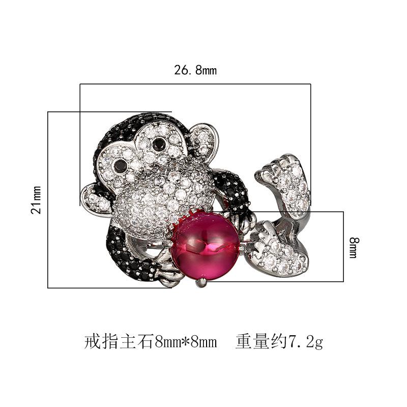 New Ring Accessories Monkey With Inlay Fashionable Luxurious Women's Style Open Mouth High-end Jewelry