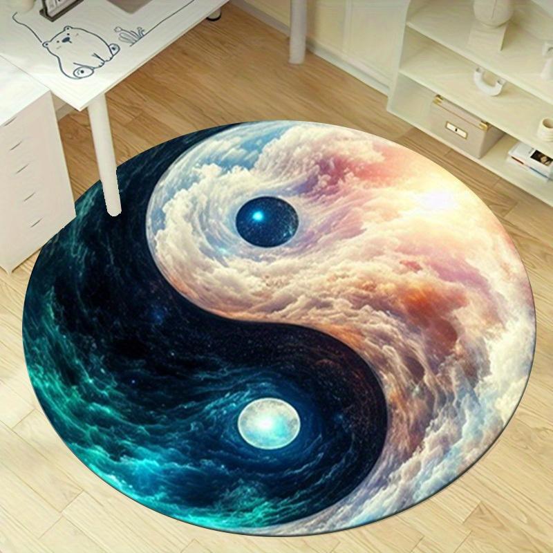 1pc Yin Yang Clouds Circular Rug - Home Decor, Office Round Mat, Outdoor Gift CarpetRA1505
