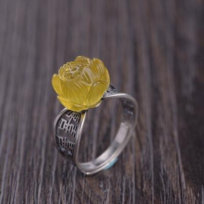 S925 Silver Restoring Ancient Ways Is Technology Female Fashion Beeswax Lotus Flower Ring Thai Silver Jewelry Wholesale