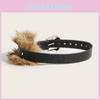 Pu Leather Wide Belt With Metallic Buckle And Plush Design For Fashionable Women Fall Style
