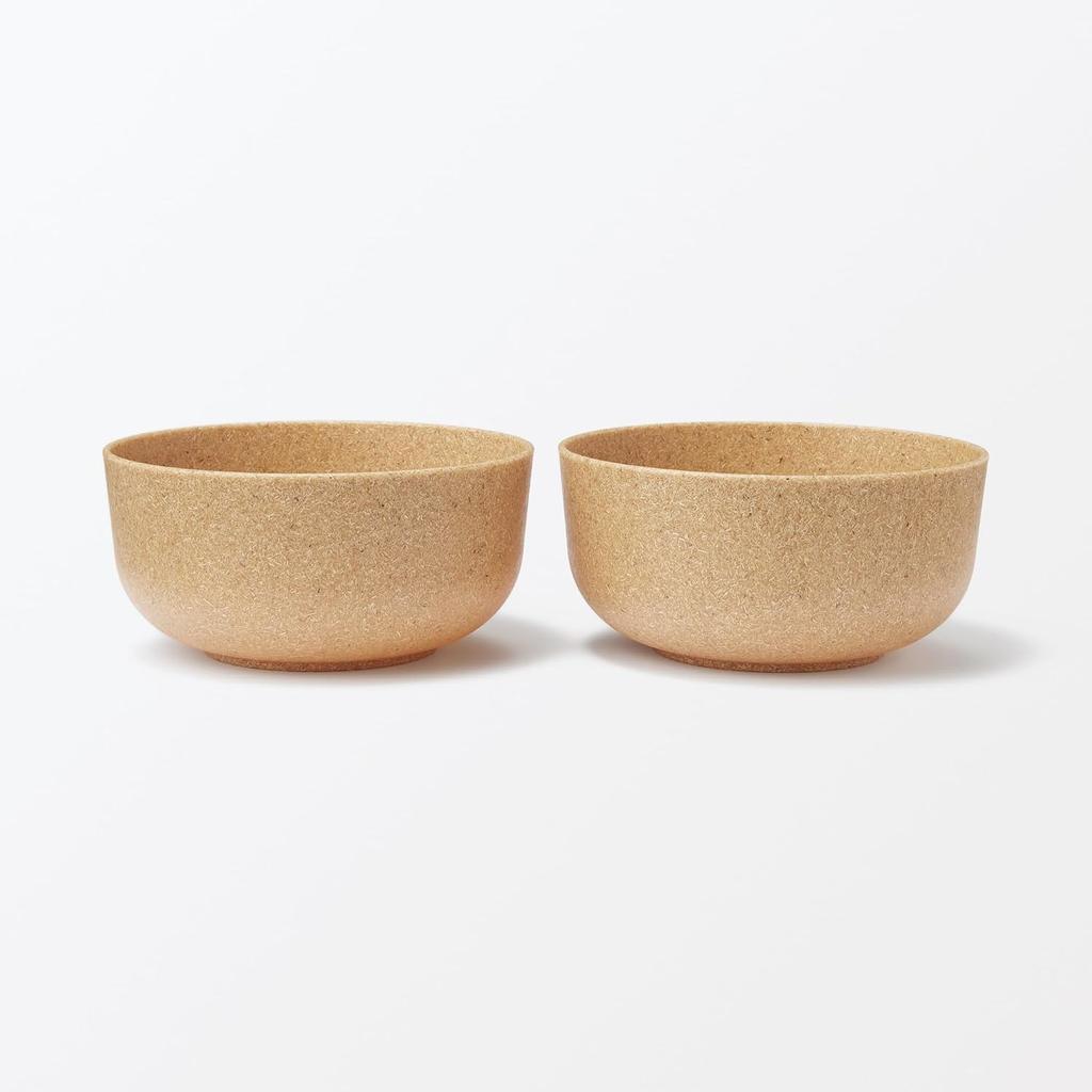MUJI Palm Offcut Bowls - Set of 2, Microwave Safe Natural Tableware, Japan