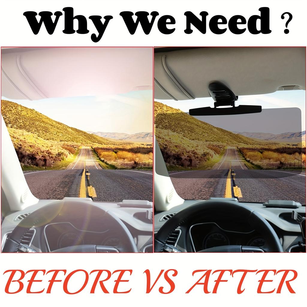 Car Sun Visor Anti-Glare HD Sunshade with UV Protection,Durable ABS Plastic,Snow Blind Prevention for All Seasons,Fit Any Car Model,with Buckle Closur