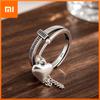 BF CLUB 925 Sterling Silver Ring For Women Jewelry Heart Tassel Retro Open Vintage Handmade Ring Allergy For Party Birthday Gift