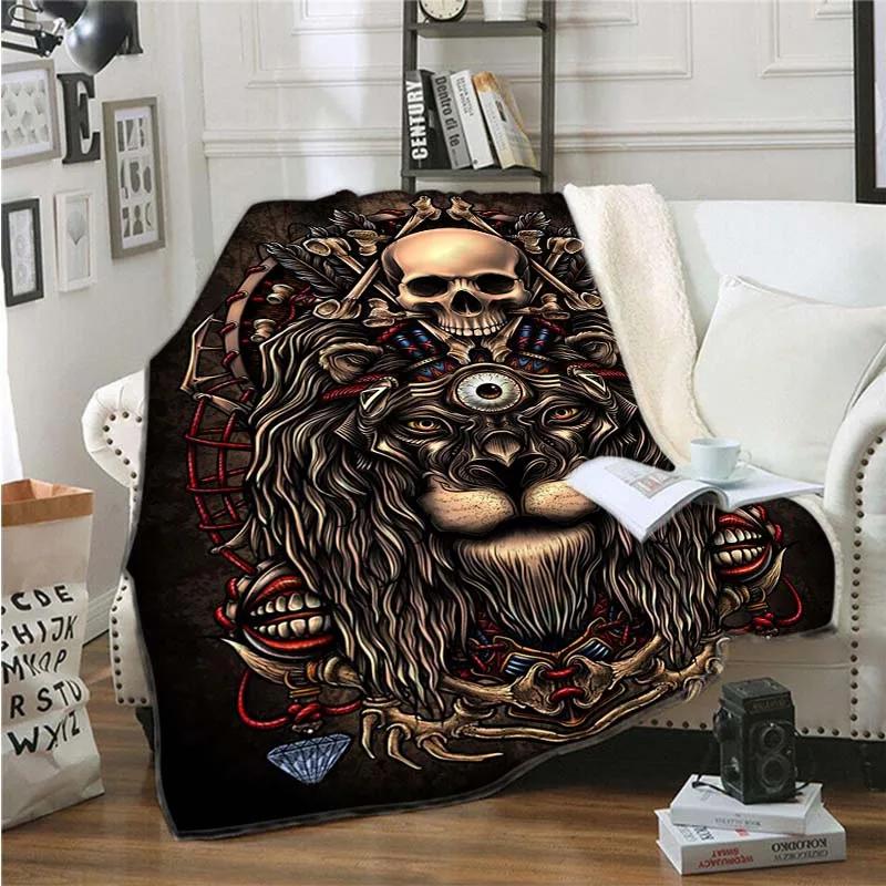 Tepper og kaster for voksne Barn Svart Satan Skull Kvinner Dødt hode Mystisk sirkel Esoterisk Halloween-teppe Demon-teppe