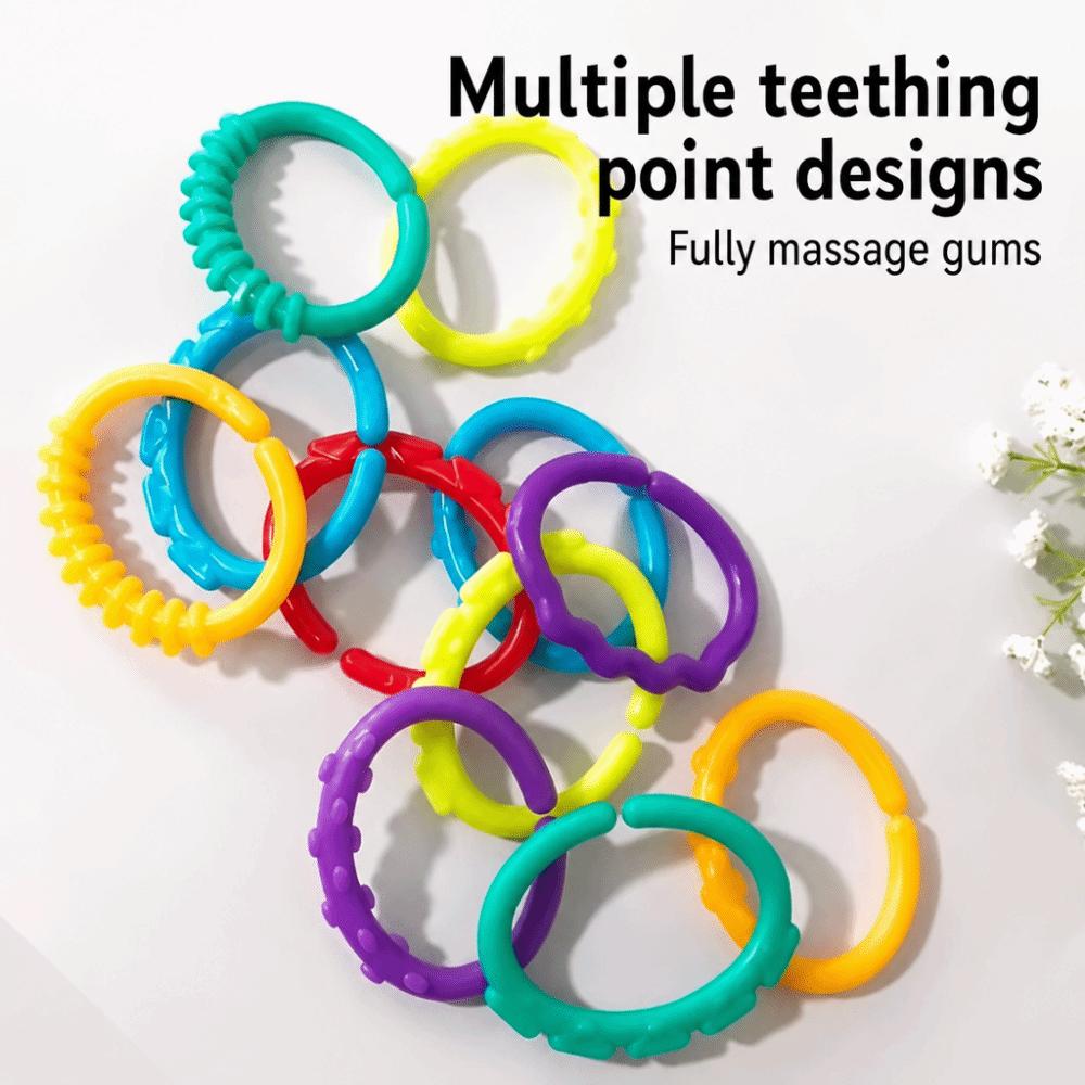 10PCS Smooth Surface Rainbow Hanging Ring Stroller Attachment Babies And Toddlers Stroller