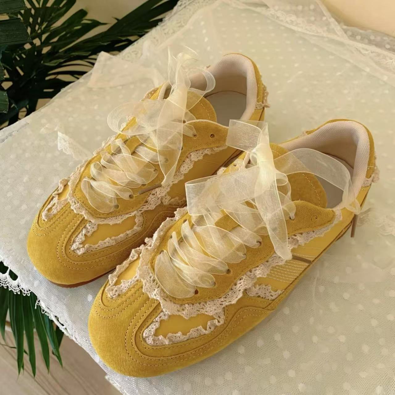 

Fashion Autumn Women Ballet Flat Shoes 2025 New Fashion Vintage Casual Shoes Fashion Non-slip Retro Lace Breathable Outdoor Leisure Shoe 40 жёлтый