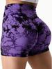 European & American Tie-Dye High-Waist Quick-Dry Yoga Shorts: Seamless, Elastic, Hip-Lifting, Fitness-Ready
