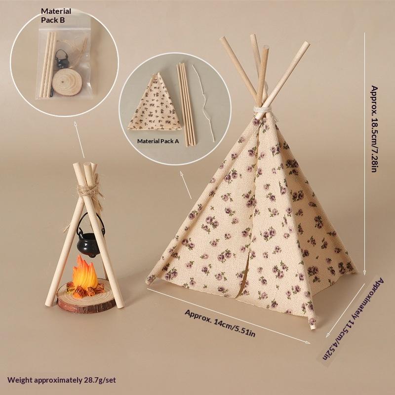 1:12 Scale Camping Tent Model Decoration Simulated Outdoor Tent Ornament Miniature Scene Accessories Doll Small Tent Toy