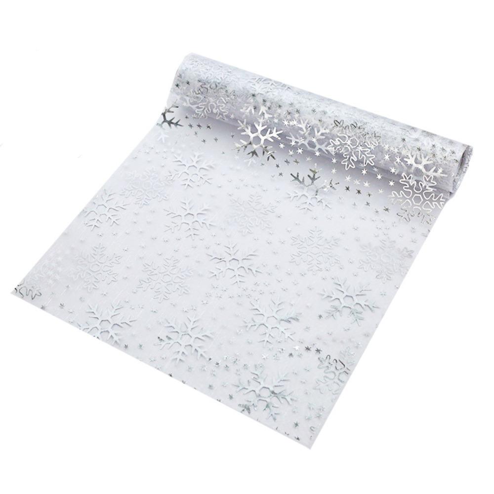 Household Snowflake Pattern Christmas Foil Table Runner Glitter Organza Tablecloth Translucent Rustic Tables Cover Banquet