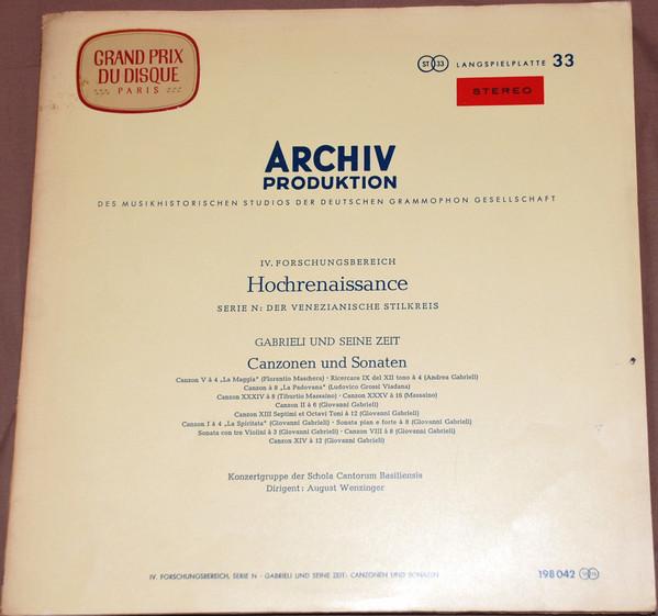 

LP Record GIOVANNI GABRIELI ANDREA GABRIELI Gabrieli Und Seine Zeit Canzonen 198042 Archiv Produkti 1964 Germany Classical Used