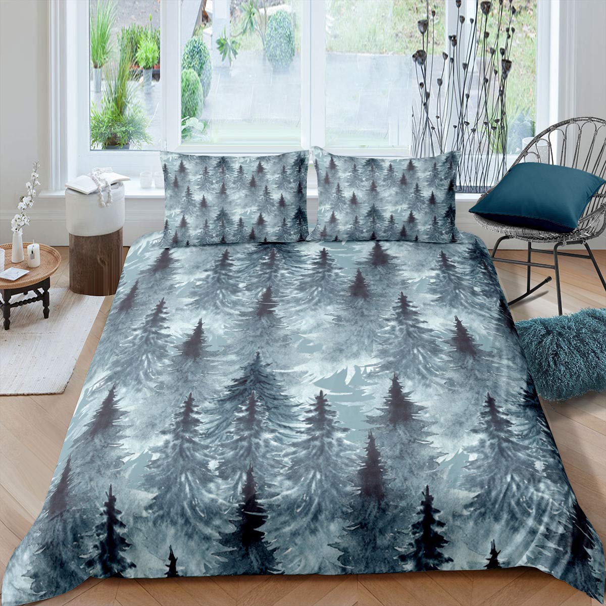 

Merry Christmas Comforter Cover Queen King Size Christmas Tree Duvet Cover Pine Tree Bedding Set Xmas Ornament Duvet Cover Set EU single(135x200cm)
