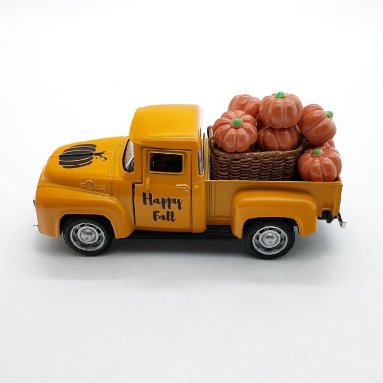 Fall Tiered Tray Decors Metal Truck with Fake Pumpkins Farmhouse Tiered Tray Decors for Thanksgiving Party Home Kitchens