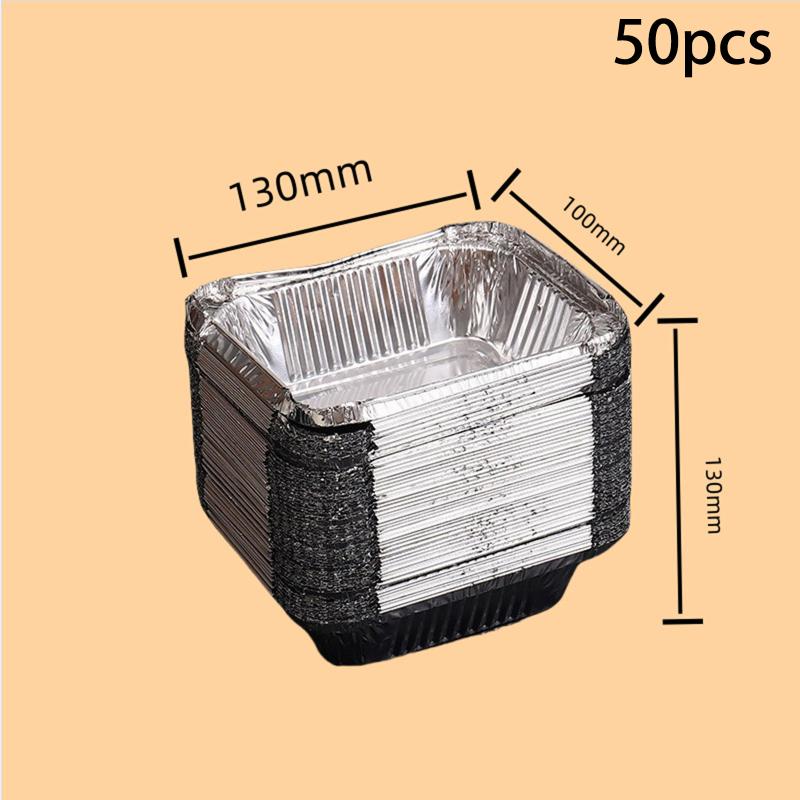 50Pcs Aluminum BBQ Drip Pans Eco Friendly Disposable Food Trays for Restaurant Party Gatherings 230ml