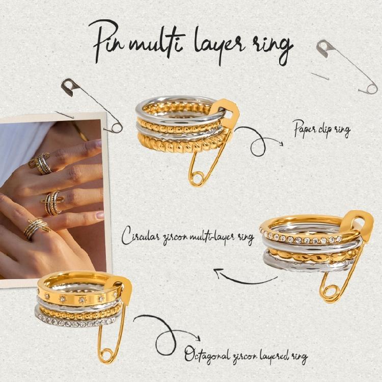 Stapelbare minimalistische Schmuck Edelstahlringe für den täglichen Gebrauch 3 vielseitige Stile Verstellbare bequeme Passform