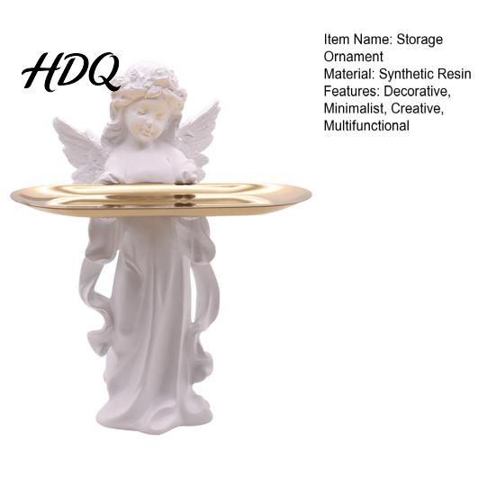 Desktop Organizer Angel Figurine Storage Tray Elegant Jewelry Exquisite Resin Statue Decorative