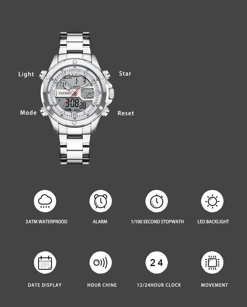 Men's Waterproof Luminous Quartz Analog-Digital Sport Watch