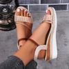 Fashion 2024 Summer Wedge Thick Sole Sandals Fashion New Simple Solid Color One-Line Buckle Strap Platform Sole Women's Sandals