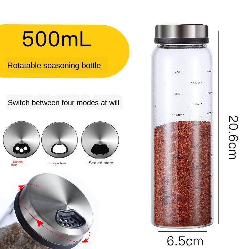 Holaroom High Borosilicate Glass Seasoning Can Salt Sesame Solid Condiment Seal Bottle Pepper Spice Shaker With Rotary ZM919
