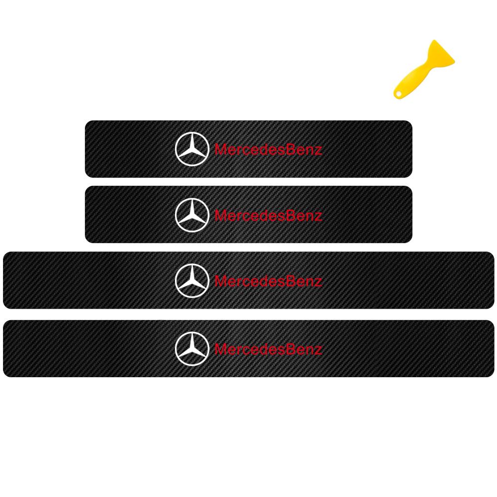 MITV3 4pcs Car Door Sill Anti-Scratch Guard Sticker For Mercedes Benz W203 W206 W212 W167 W166 W247 C E GLA GLC GLE AMG Accessories