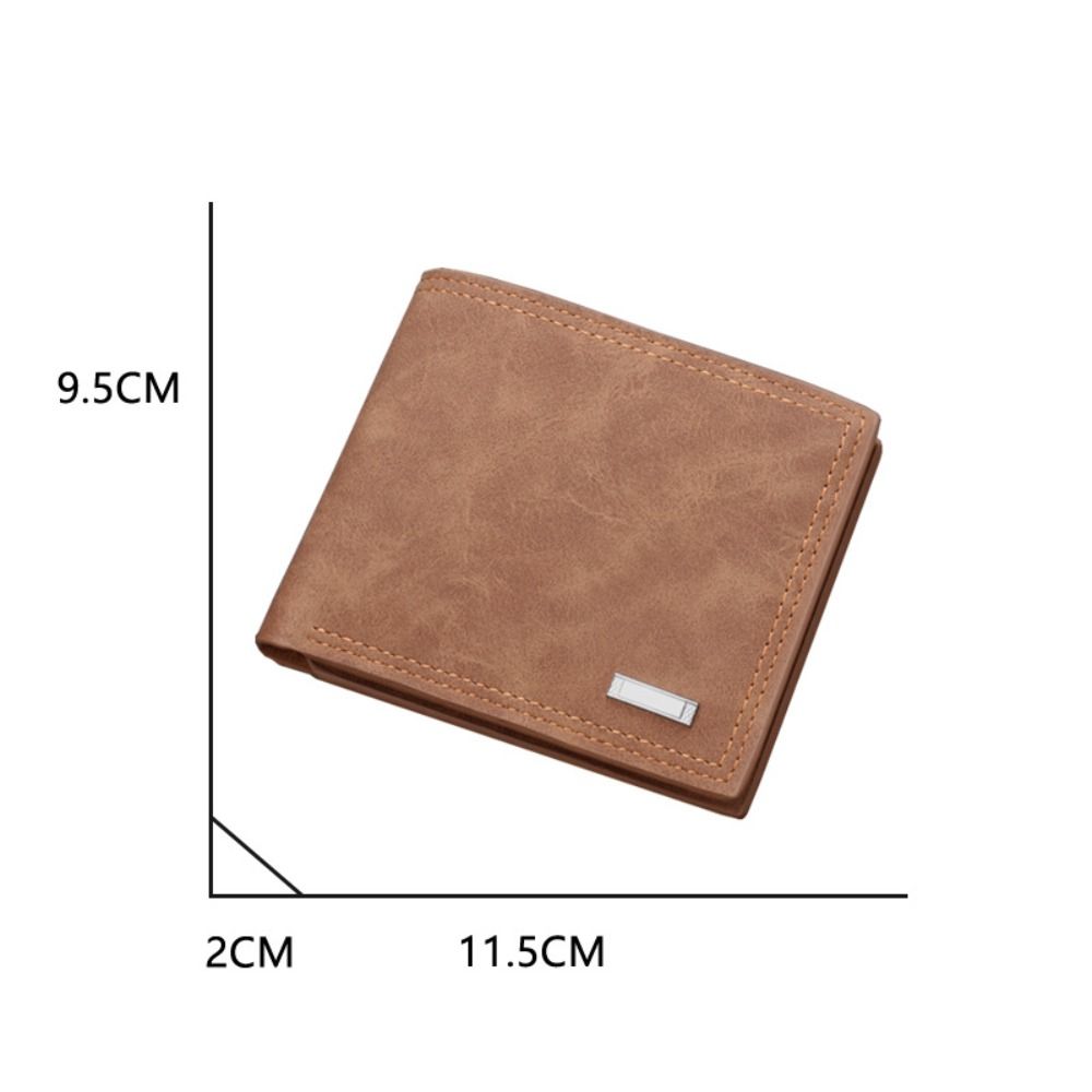 Minimalist PU Leather Men's Short Wallet Black Coffee Two-fold Retro Coin Purse Large Capacity ID Card Holder Men Women