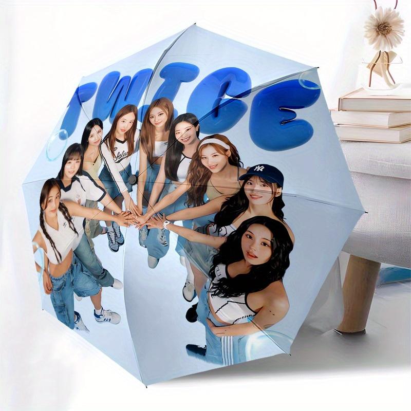 1pc TWICE Group Photo Umbrella with Plastic Handle,Suitable for All Seasons Home Travel Outdoor UmbrellaM1309