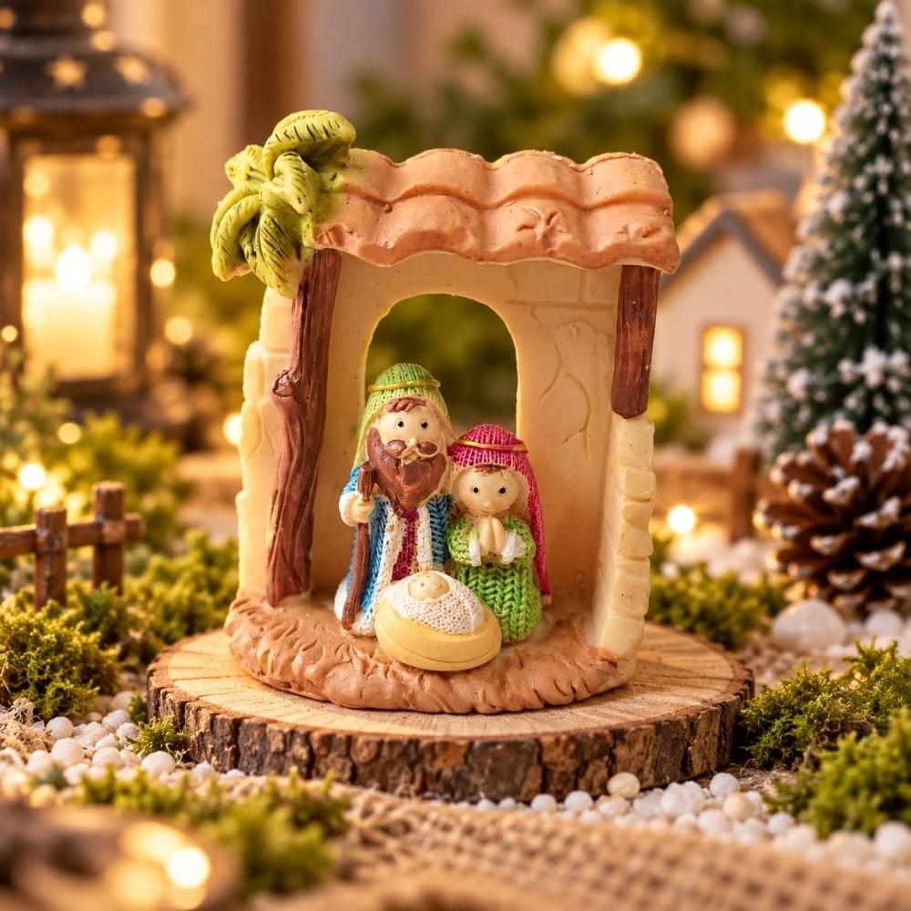 Tabletop Ornaments Nativity Scene Figurine Resin Nativity Family Sculpture Mother's Day