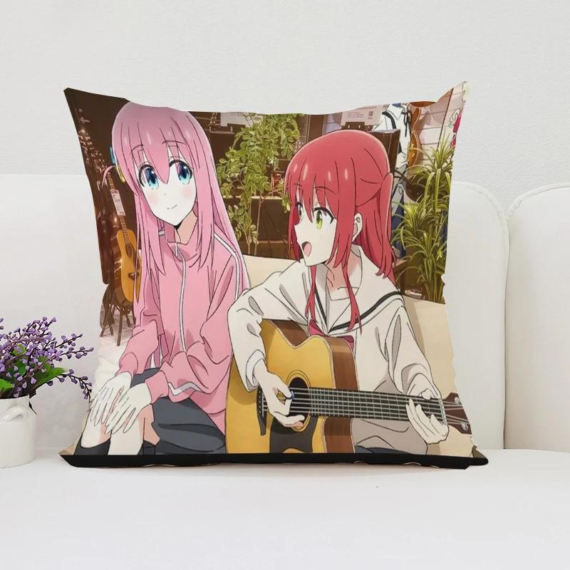 40x40cm B-Bocchi the Rock  Reversible Printed Pillow Covers Sofa Cushion Covers Chair Lumbar Cushion Bed Sleeping Pillow