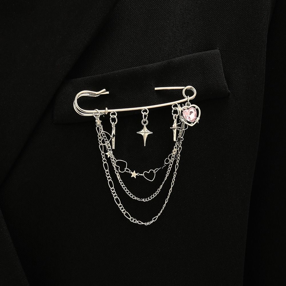 Metallkette Kettenanhänger Broschen Schmetterlingsdesign Abnehmbare Quastenketten-Pin Retro-Stil Verstellbare Kragenbrosche